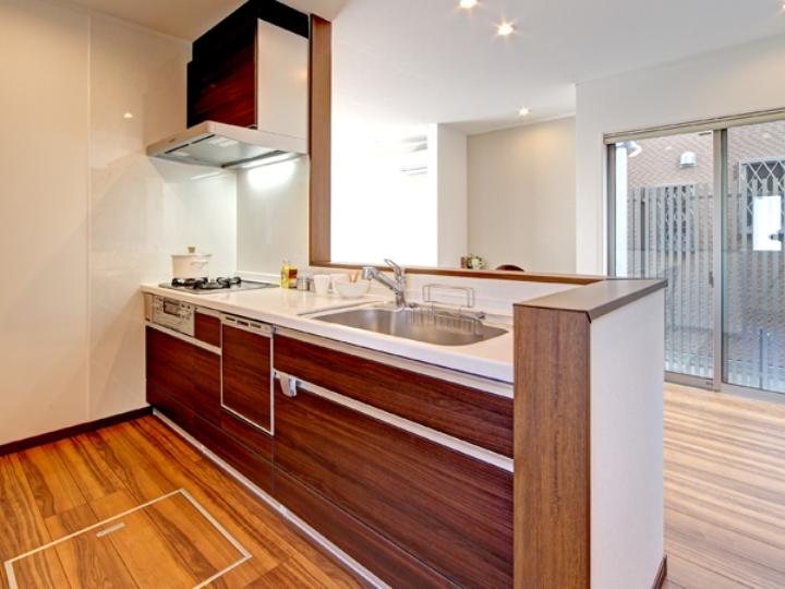 Kitchen. Pantry and under the floor with storage of face-to-face kitchen! Also you can see how the living over the counter, Very safe! 