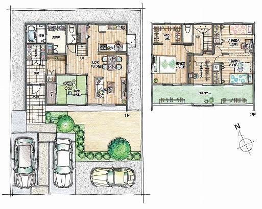 Floor plan. (No.1), Price 39,700,000 yen, 3LDK+2S, Land area 201.33 sq m , Building area 115.94 sq m