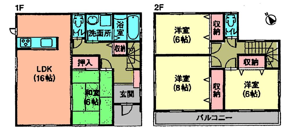 Floor plan. (Building 2), Price 21,800,000 yen, 4LDK, Land area 151.35 sq m , Building area 104.35 sq m