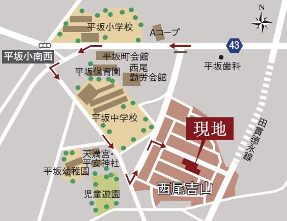 Local guide map. ※ Near the guide map