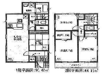 Floor plan. (1 Building), Price 23,900,000 yen, 4LDK+S, Land area 143.85 sq m , Building area 95.17 sq m