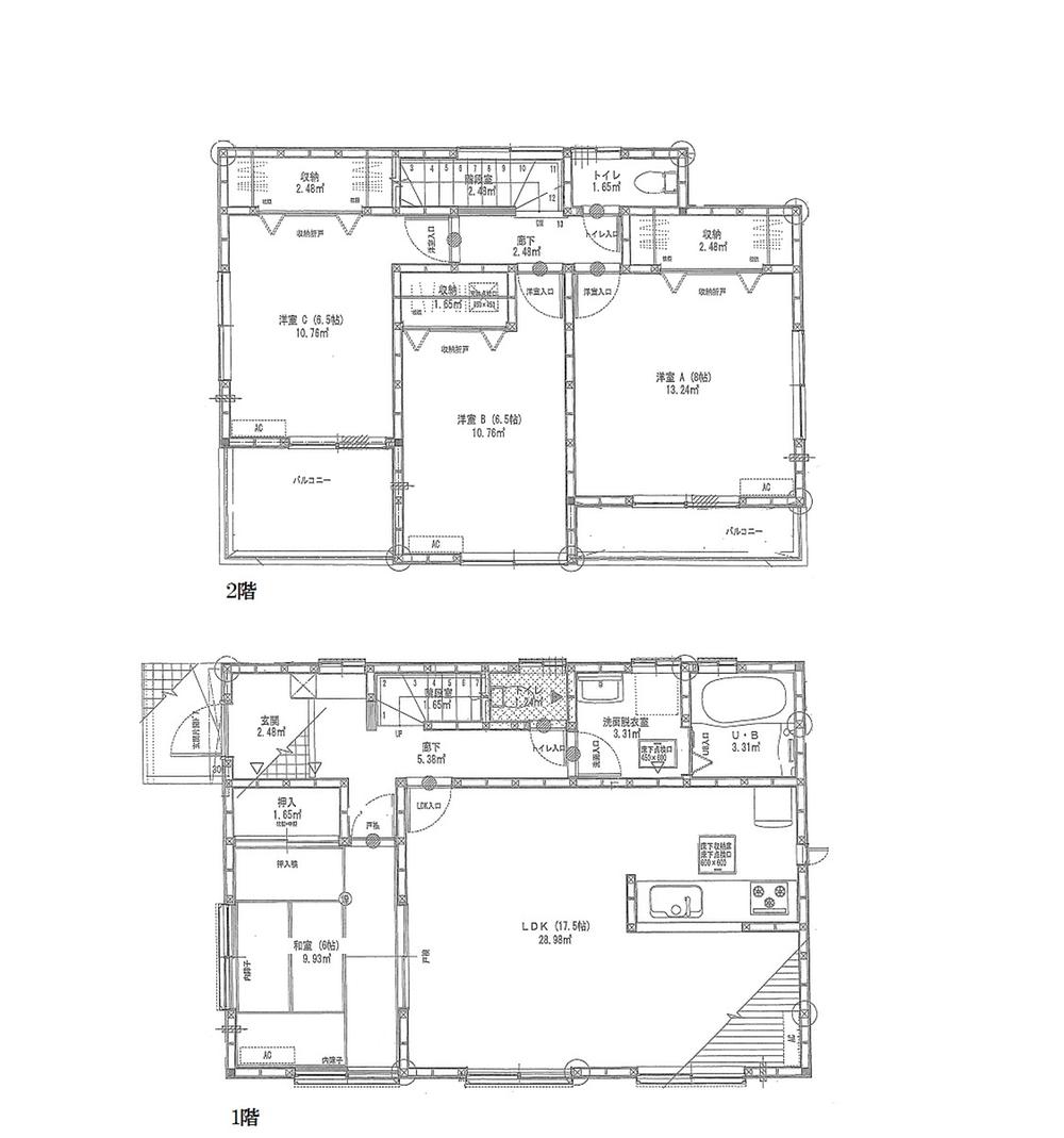 Floor plan. Price 25,800,000 yen, 4LDK, Land area 141.59 sq m , Building area 106 sq m