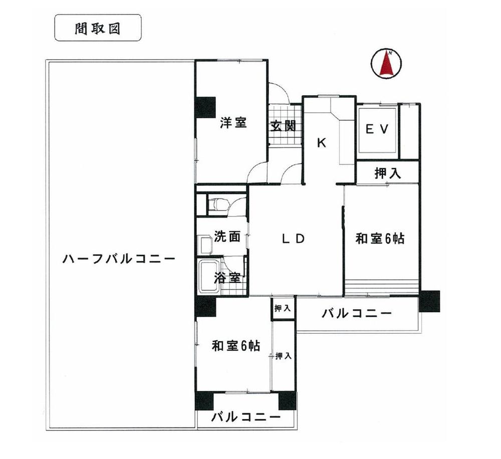 Floor plan. 3LDK, Price 8 million yen, Occupied area 73.64 sq m , Balcony area 58 sq m