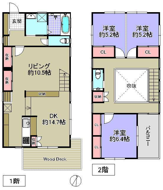 Floor plan. 43,800,000 yen, 2LDK, Land area 141.29 sq m , Building area 110.15 sq m