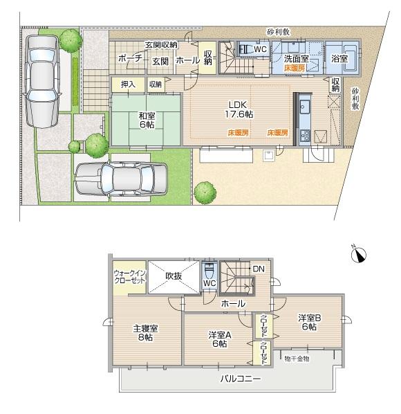 Floor plan. (B Building), Price 44,800,000 yen, 4LDK, Land area 160.13 sq m , Building area 110.56 sq m