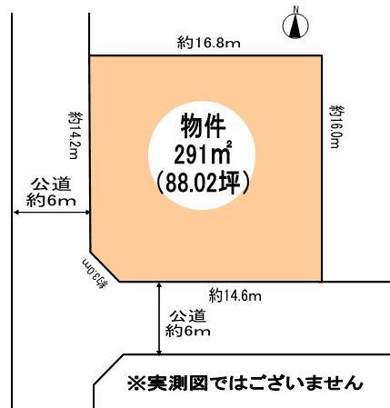 Compartment figure. Land price 49,800,000 yen, Land area 291 sq m property compartment Figure southwest corner lot ・ 88.02 square meters