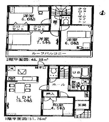 Floor plan. (4 Building), Price 32,300,000 yen, 4LDK, Land area 141 sq m , Building area 98.14 sq m
