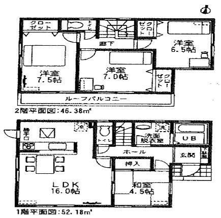 Floor plan. (6 Building), Price 30.5 million yen, 4LDK, Land area 200 sq m , Building area 98.56 sq m