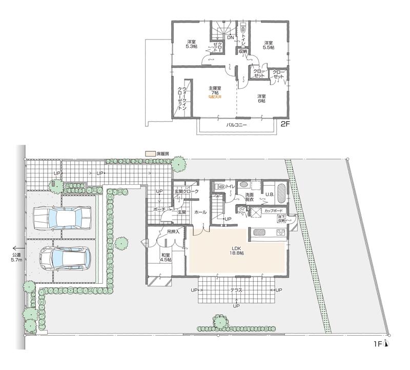 Floor plan. (A Building), Price 47,800,000 yen, 5LDK+2S, Land area 303.52 sq m , Building area 118.43 sq m