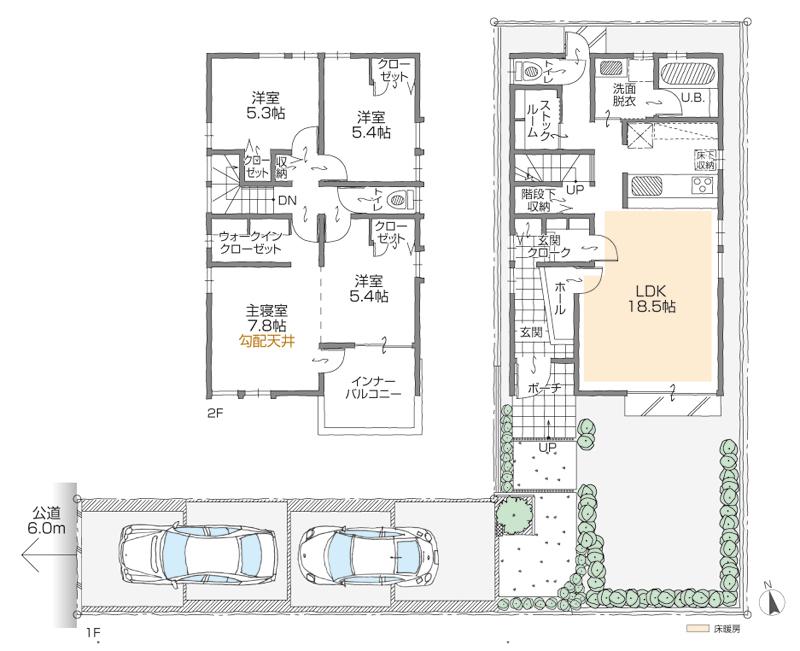Floor plan. (A Building), Price 38,800,000 yen, 4LDK+2S, Land area 160.01 sq m , Building area 107.67 sq m