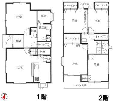 Floor plan. 37.5 million yen, 5LDK, Land area 134.02 sq m , Building area 115.09 sq m