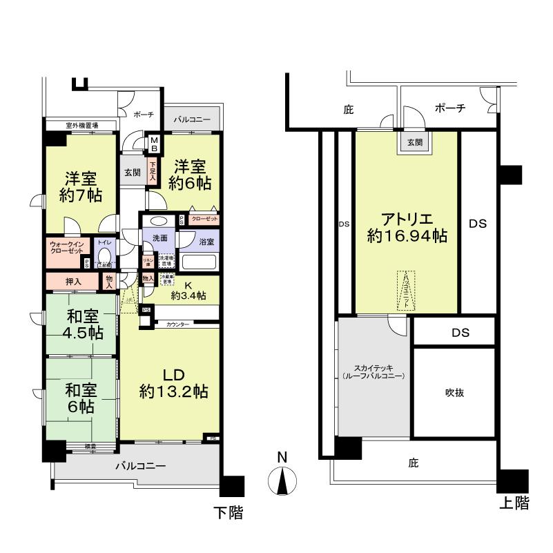 Floor plan. 4LDK, Price 22,800,000 yen, Footprint 117.57 sq m , Balcony area 13.17 sq m