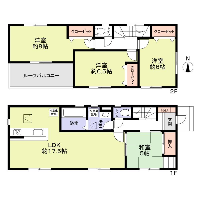 Floor plan. (1 Building), Price 38,900,000 yen, 4LDK, Land area 160.02 sq m , Building area 99.38 sq m