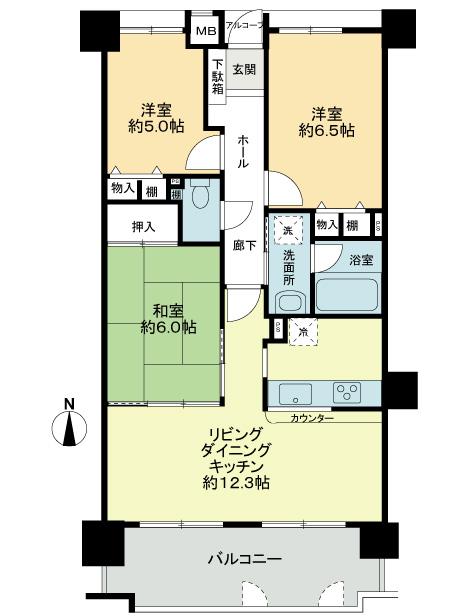 Floor plan. 3LDK, Price 13.8 million yen, Occupied area 71.57 sq m , Balcony area 11.28 sq m floor plan