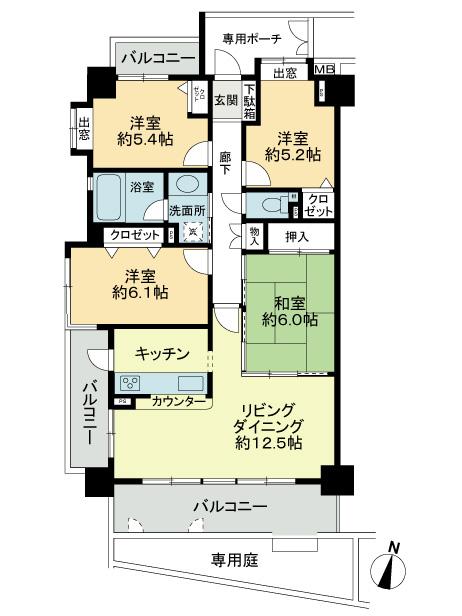 Floor plan. 4LDK, Price 17.8 million yen, Occupied area 18.77 sq m , Balcony area 18.77 sq m floor plan