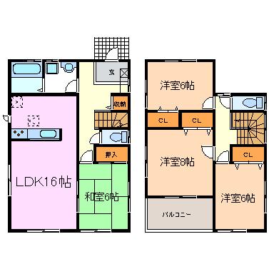 Floor plan. (6 Building), Price 26,800,000 yen, 4LDK, Land area 172.43 sq m , Building area 104.33 sq m