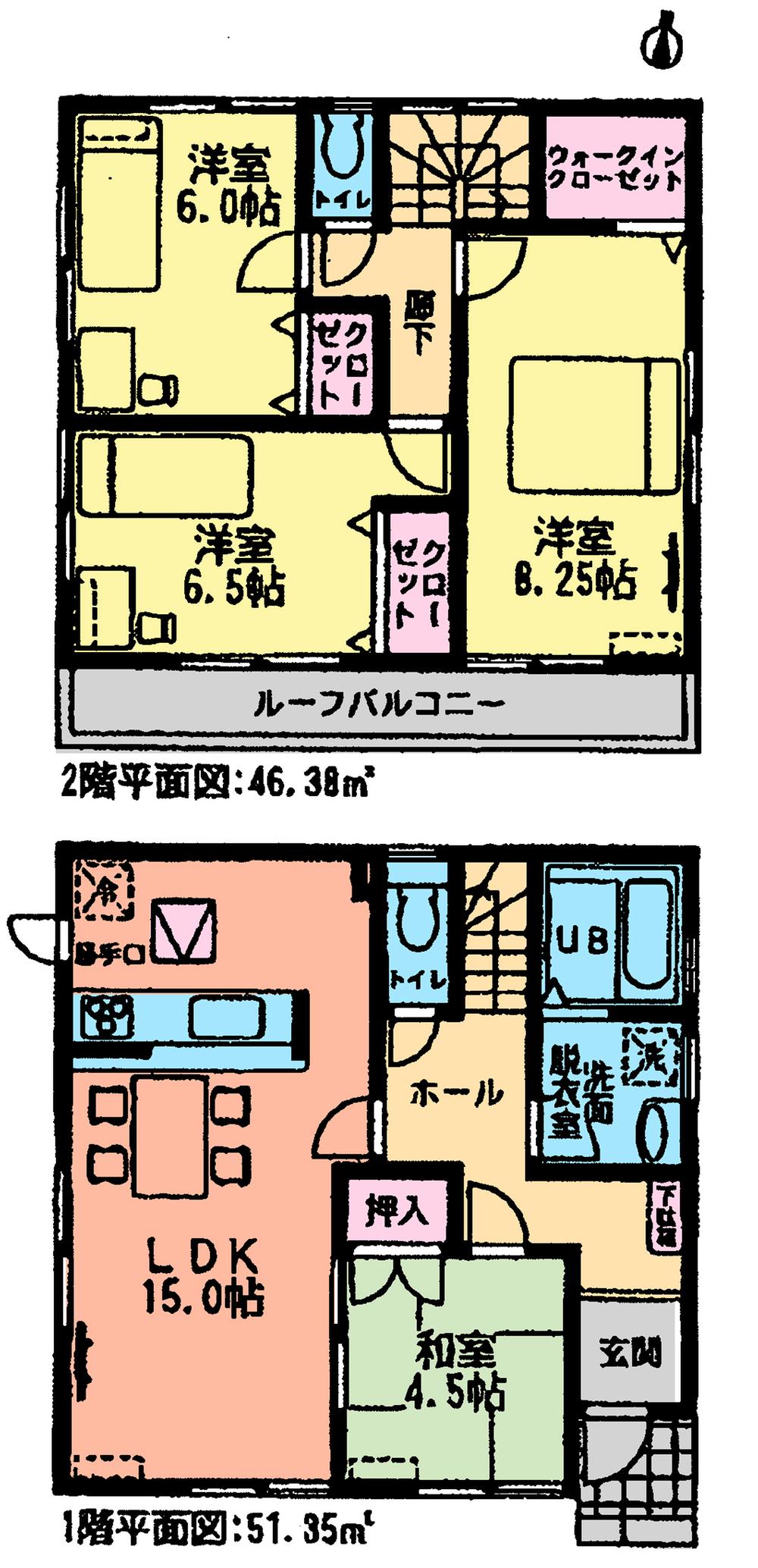 Floor plan. (3 Building), Price 31,800,000 yen, 4LDK, Land area 141 sq m , Building area 98.14 sq m