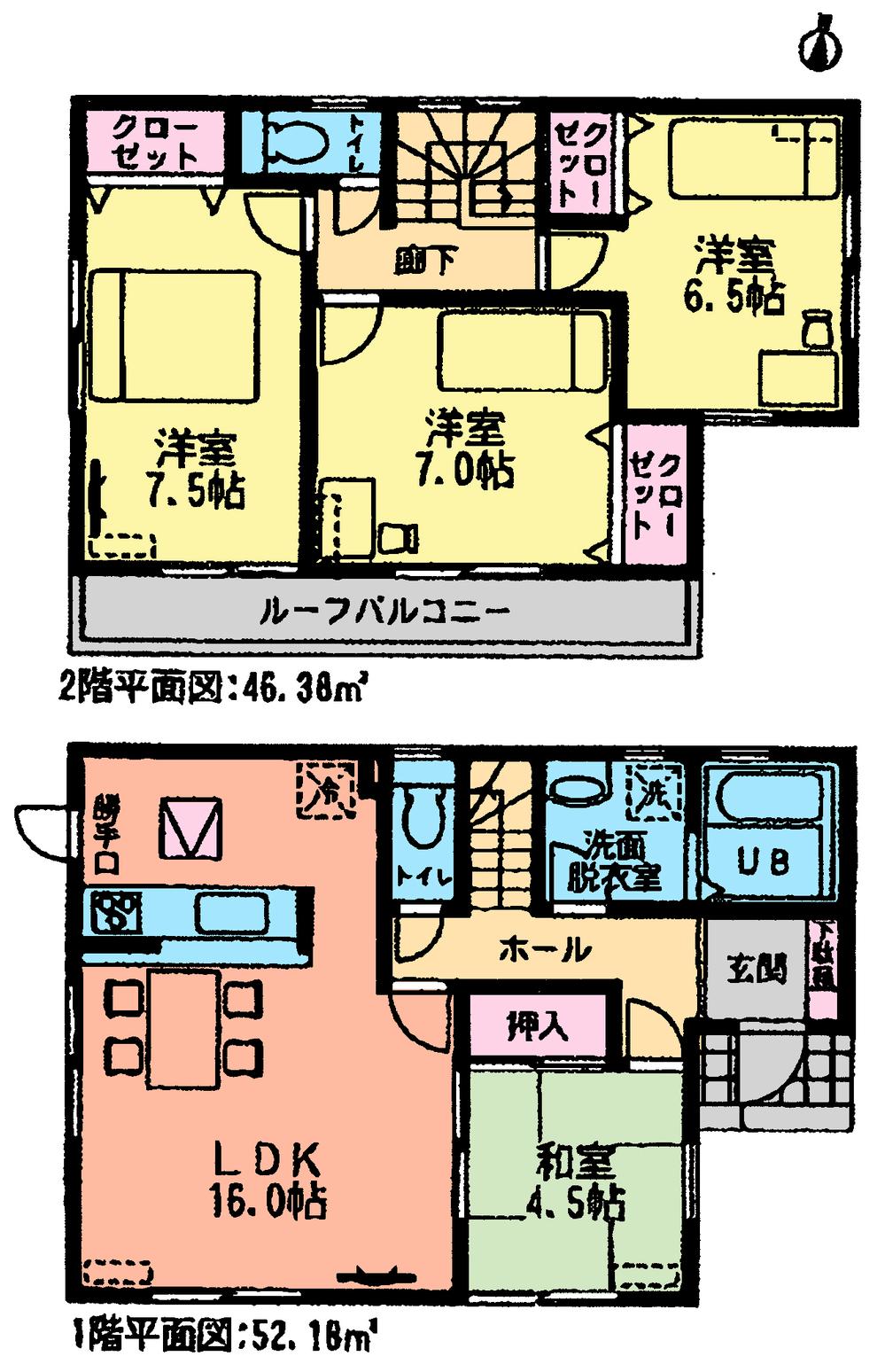 Floor plan. (13 Building), Price 33,800,000 yen, 4LDK, Land area 200 sq m , Building area 98.56 sq m