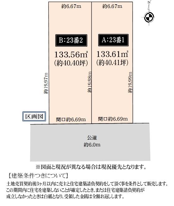 Compartment figure. Land price 18.9 million yen, Land area 133.56 sq m