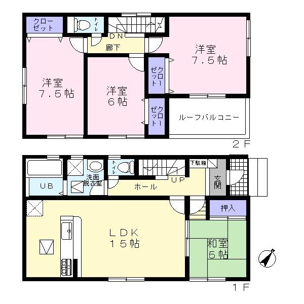 Floor plan. (1 Building), Price 24,900,000 yen, 4LDK, Land area 160.01 sq m , Building area 96.9 sq m