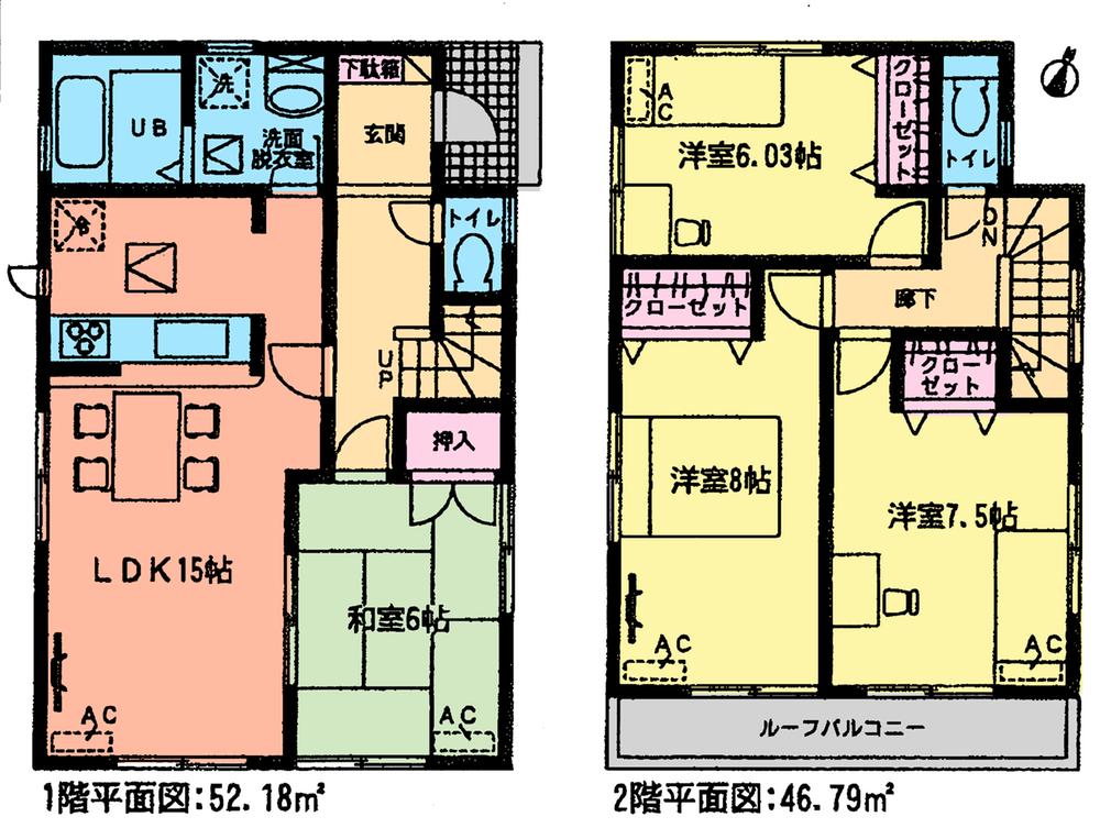 Floor plan. (Building 2), Price 24,300,000 yen, 4LDK, Land area 168.3 sq m , Building area 98.97 sq m
