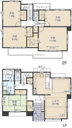 Floor plan. (A Building), Price 35,800,000 yen, 5LDK, Land area 155.4 sq m , Building area 142.1 sq m