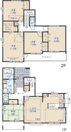 Floor plan. (F Building), Price 32,500,000 yen, 5LDK, Land area 154.33 sq m , Building area 142.1 sq m