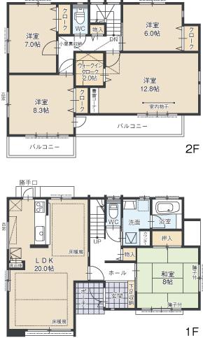Floor plan. (G Building), Price 34 million yen, 5LDK, Land area 155.9 sq m , Building area 142.14 sq m