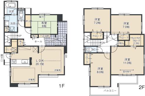 Floor plan. Until large Minami Elementary School 1100m (April 2012 opened)