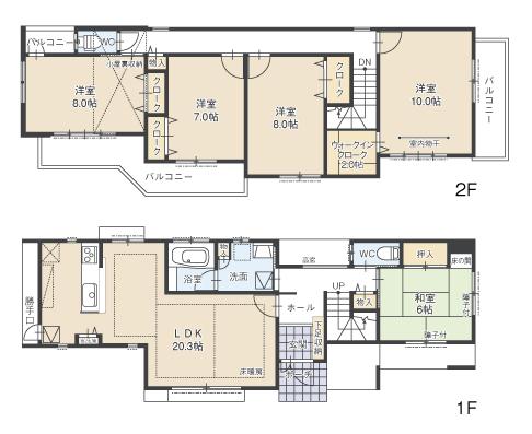 Floor plan. (A Building), Price 35,800,000 yen, 5LDK, Land area 242.36 sq m , Building area 142.01 sq m