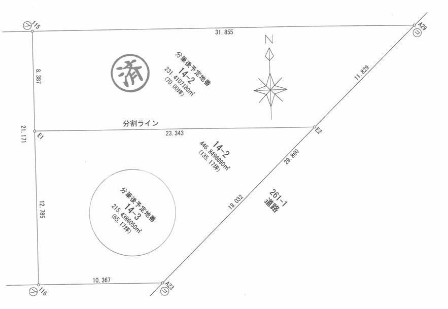 Compartment figure. Land price 8,454,000 yen, Land area 215 sq m