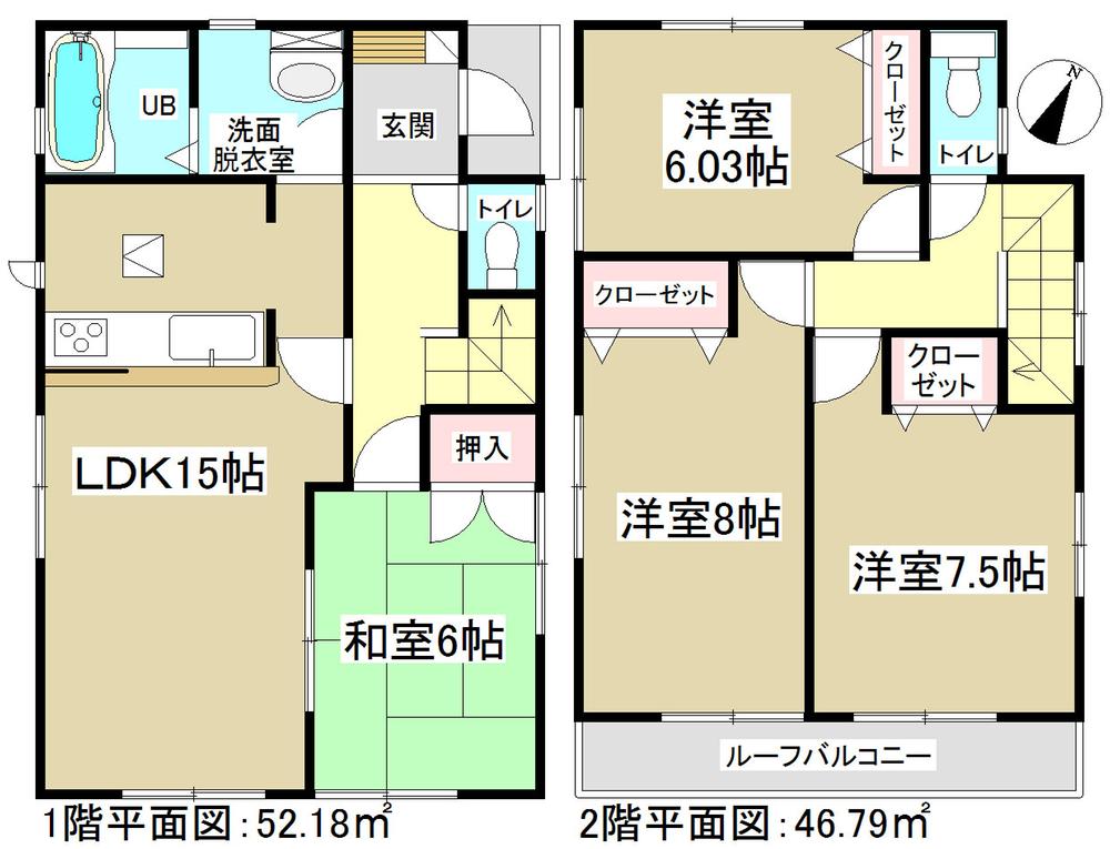 Floor plan. (Building 2), Price 24,300,000 yen, 4LDK, Land area 168.3 sq m , Building area 98.97 sq m