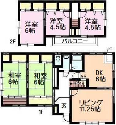 Floor plan. 15.5 million yen, 5LDK, Land area 136.81 sq m , Building area 111.49 sq m