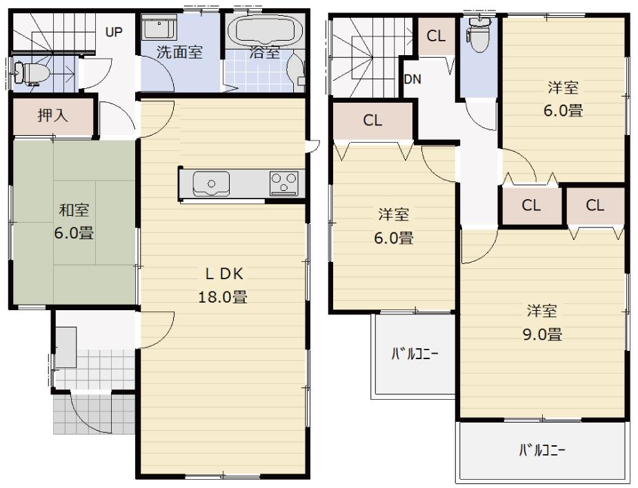 Floor plan. (1 Building), Price 27.5 million yen, 4LDK, Land area 186.51 sq m , Building area 106 sq m