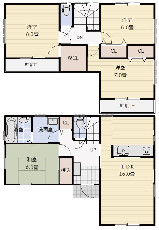 Floor plan. (Building 2), Price 29,800,000 yen, 4LDK, Land area 172.26 sq m , Building area 104.34 sq m