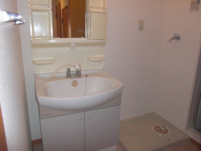 Washroom. Vanity &-room washing machine storage