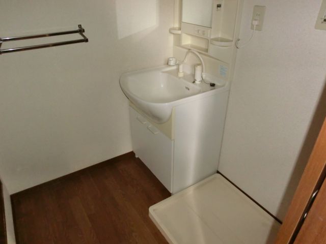 Washroom. Vanity &-room washing machine storage