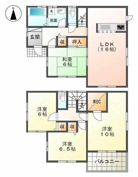 Floor plan. (Building 2), Price 30,800,000 yen, 4LDK, Land area 132.95 sq m , Building area 106 sq m