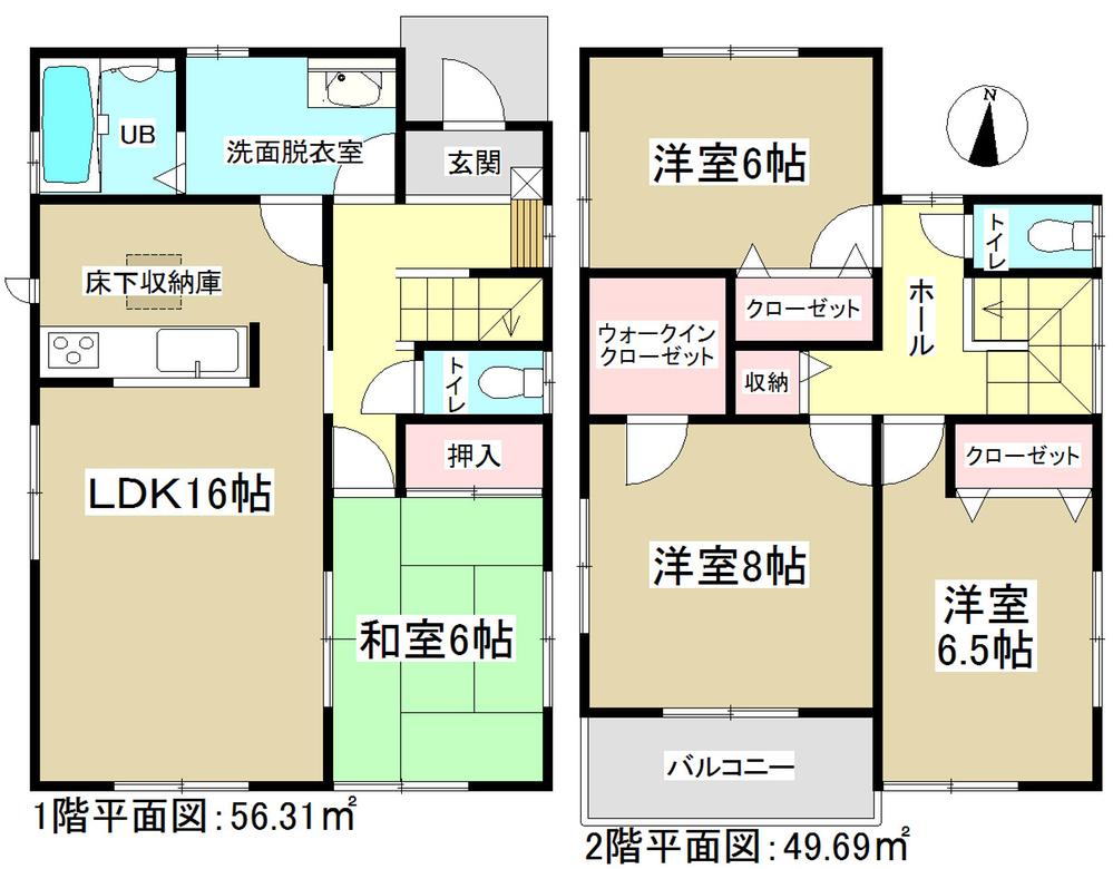 Floor plan. 21,800,000 yen, 4LDK, Land area 133.63 sq m , Building area 106 sq m