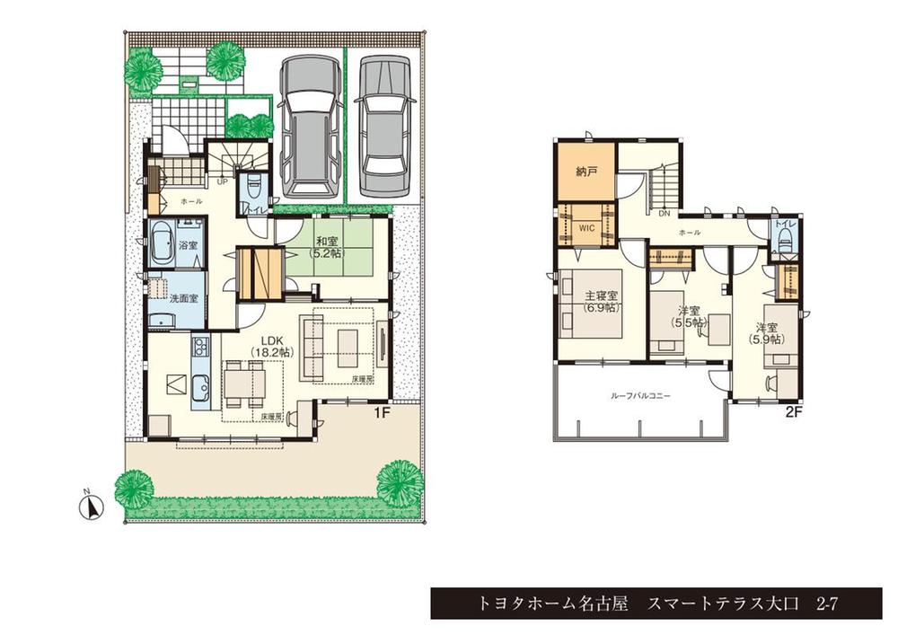 Floor plan. (2-7 No. land), Price 37,850,000 yen, 4LDK+2S, Land area 160.01 sq m , Building area 117.11 sq m