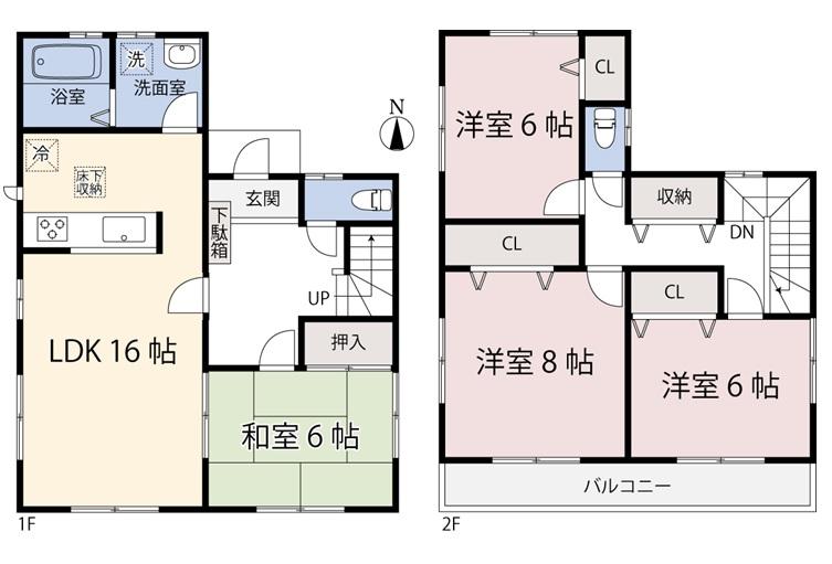 Floor plan. (1 Building), Price 27,800,000 yen, 4LDK, Land area 152.12 sq m , Building area 106 sq m
