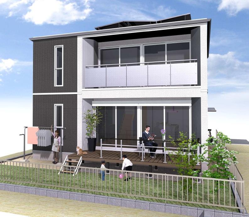 Rendering (appearance). (From the south) is an image. Some outside the Organization (wood deck ・ handrail ・ Clothes, etc.) is not included in the price. 