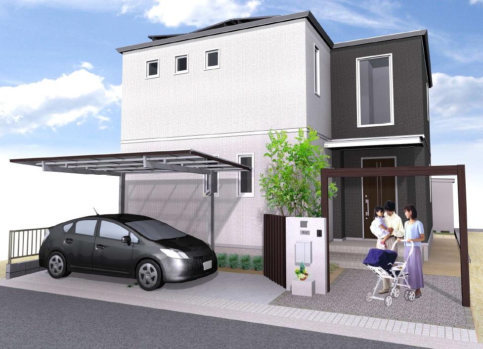 Rendering (appearance). (From the north) is an image. Automobile, Some outside the Organization (carport ・ Gate, etc.) is not included in the price. 
