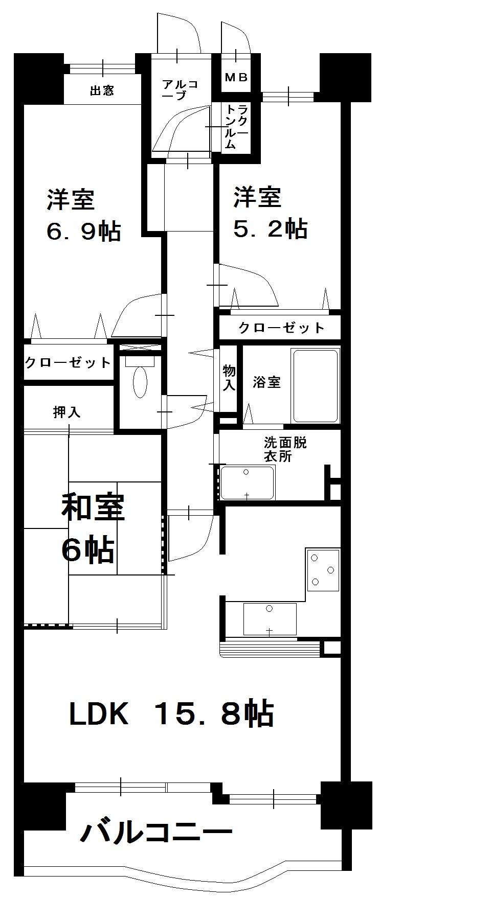 Floor plan. 4LDK, Price 12.8 million yen, Occupied area 75.11 sq m , Balcony area 9.93 sq m