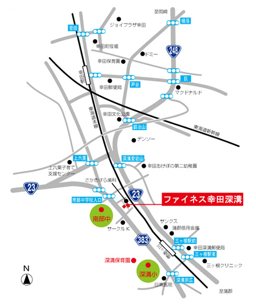 Local guide map. Arriving by car type "Oaza deep groove shaped nukata Koda" / Local guide map