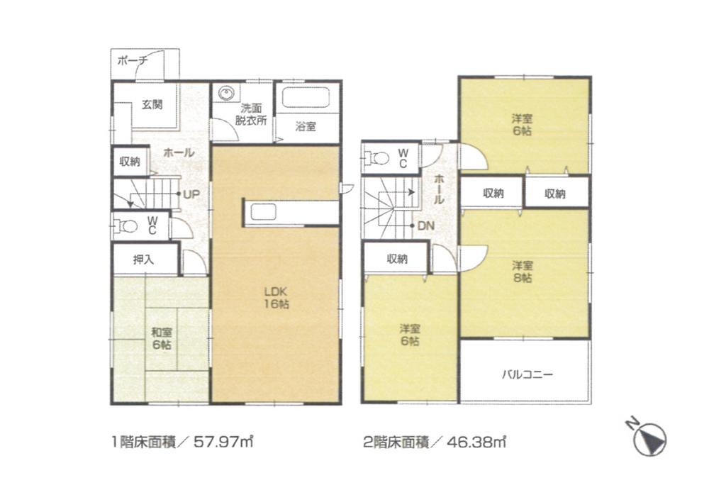 Floor plan. 28.8 million yen, 4LDK, Land area 158.18 sq m , Building area 104.35 sq m