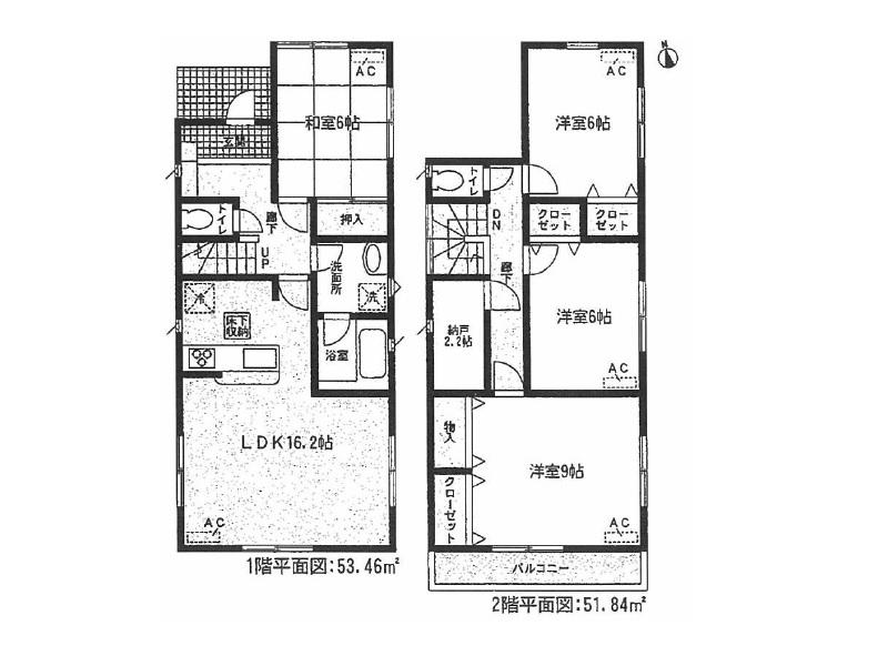 Floor plan. 28,900,000 yen, 4LDK + S (storeroom), Land area 143.8 sq m , Building area 105.3 sq m 1 Building