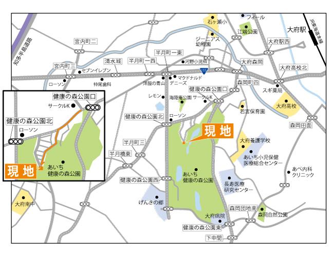 Local guide map. It is adjacent to the "Aichi health of the forest."