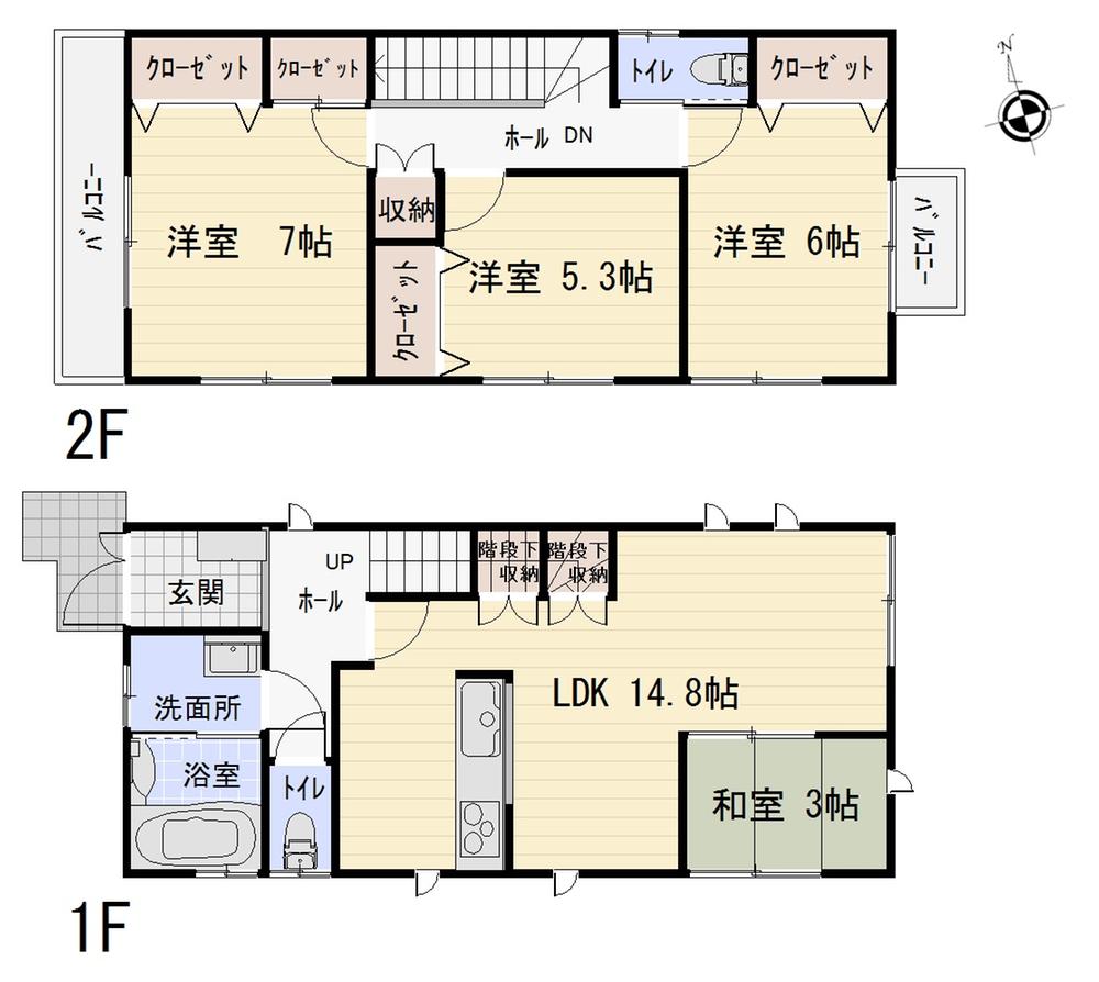 Floor plan. (A Building), Price 31,800,000 yen, 4LDK, Land area 95.58 sq m , Building area 91.1 sq m