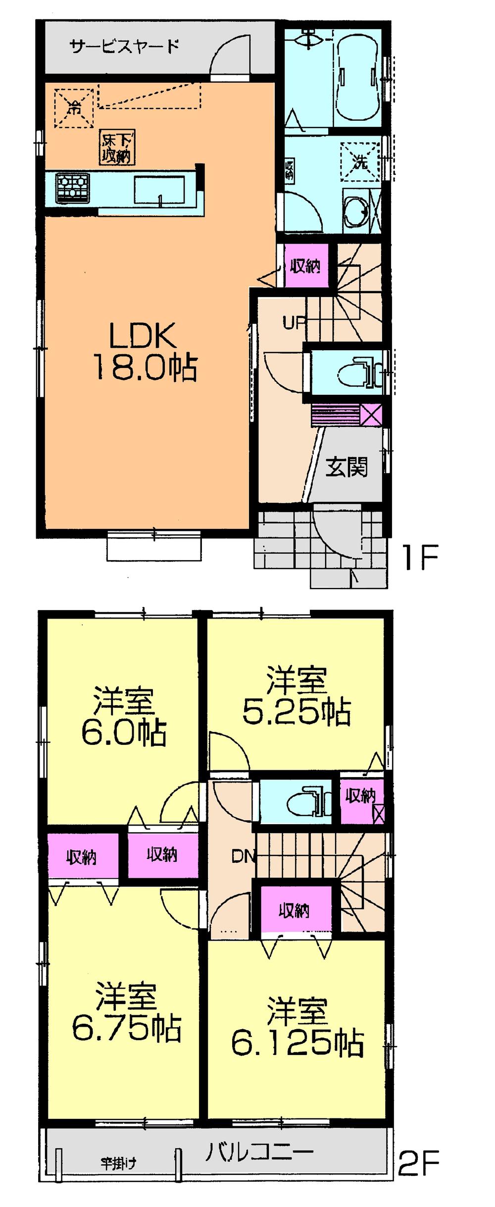 Floor plan. (3 Building), Price 31,800,000 yen, 4LDK, Land area 129.98 sq m , Building area 97.5 sq m